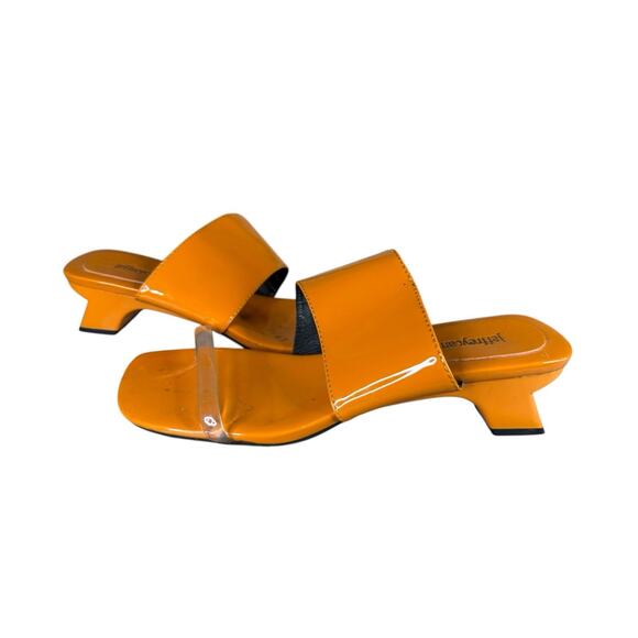 Jeffrey Campbell Clear Strap Orange Patent Leather Mules Sandals Heels 7 - Picture 3 of 10